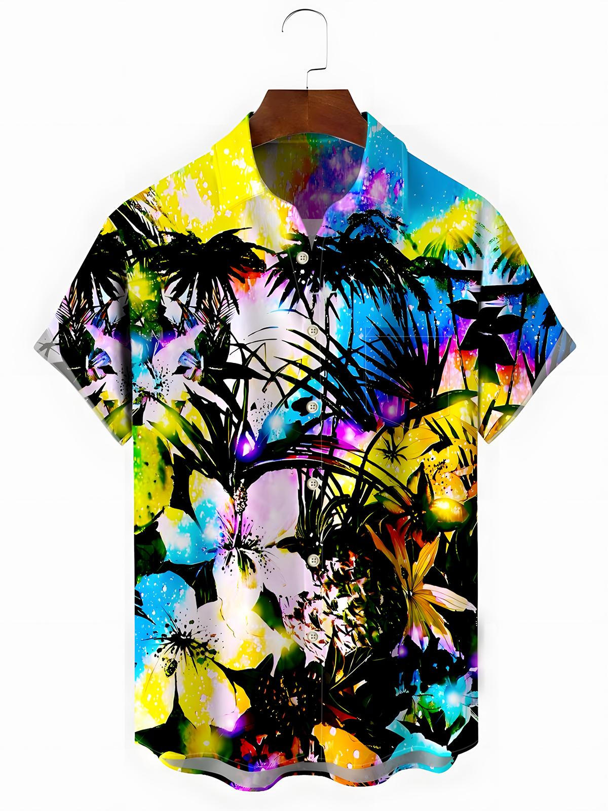 Floral Men's Pocket Short Sleeve Shirts