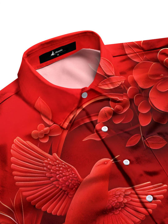 men's floral short sleeve flat lay shirt