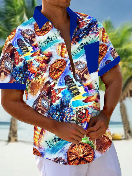 men's patterned sweater shirt front view