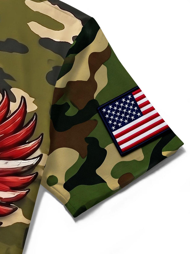 USA 250th Anniversary Camo Eagle Independence Day Men's Pocket Short Sleeve Shirts
