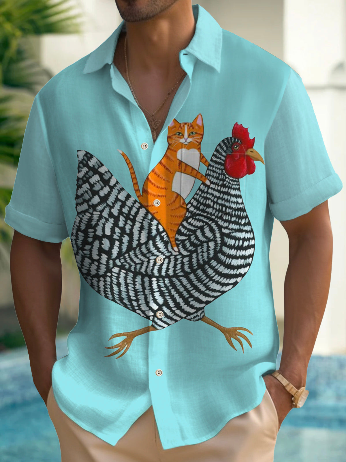 Art Hawaiian Casual Retro Short Sleeve Men's Shirts With Pocket