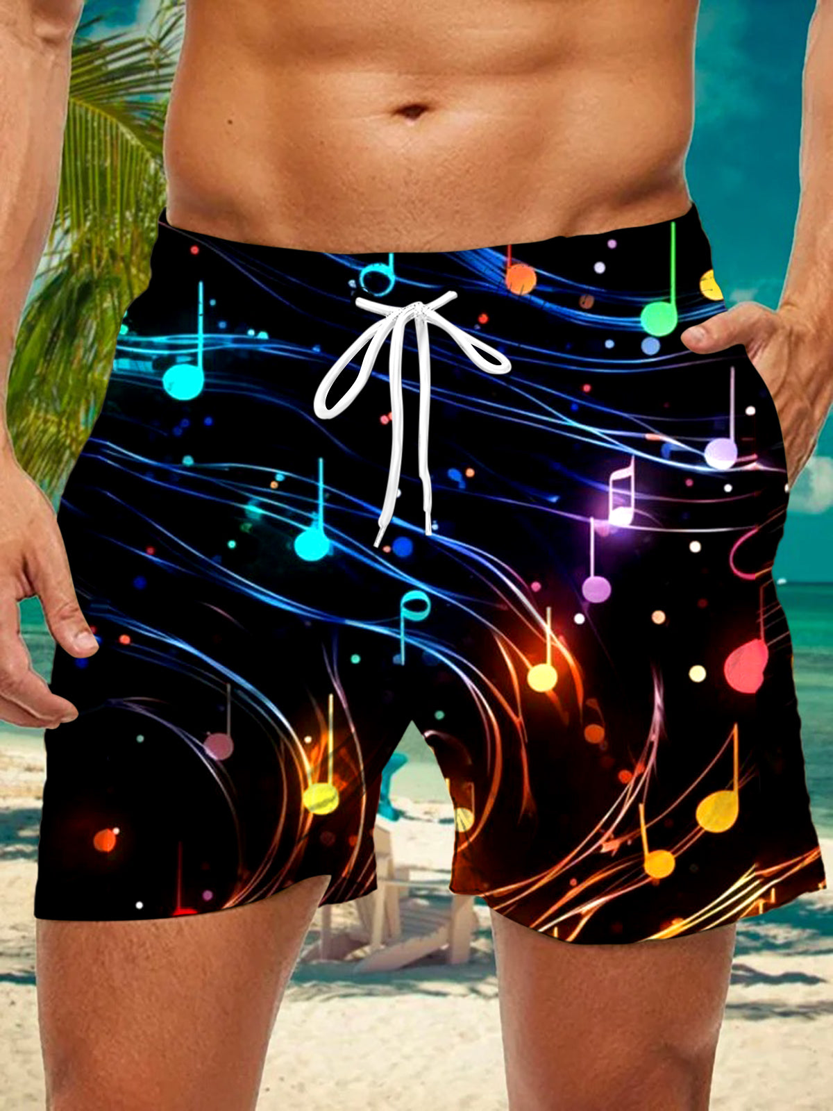 Musical Note Men's Shorts With Pocket