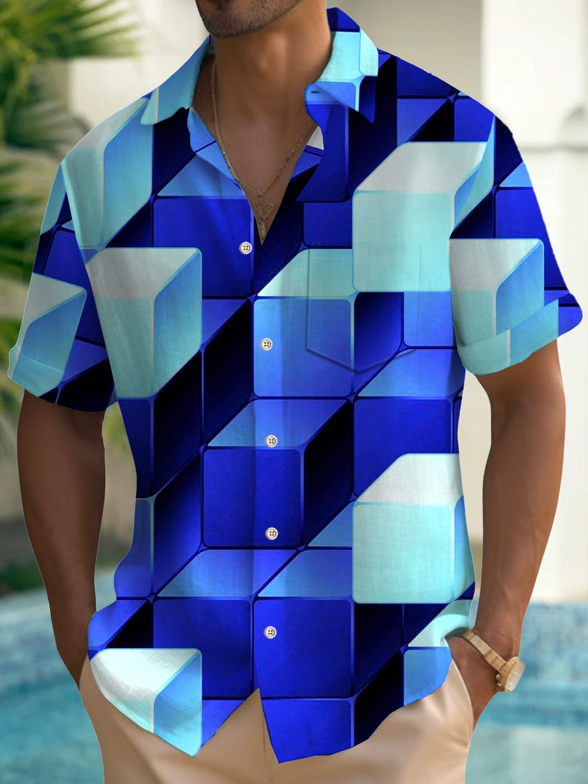 Art Hawaiian Casual Retro Short Sleeve Men's Shirts With Pocket