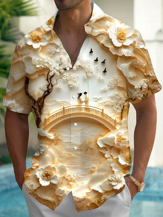 men's flower print shirt back view