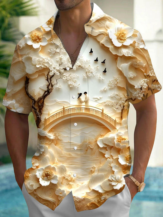men's flower print shirt back view