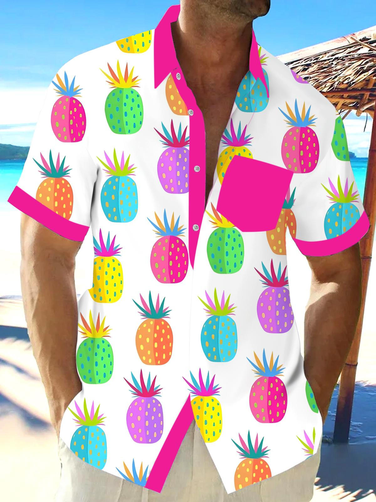 Pineapple Men's Pocket Short Sleeve Shirts