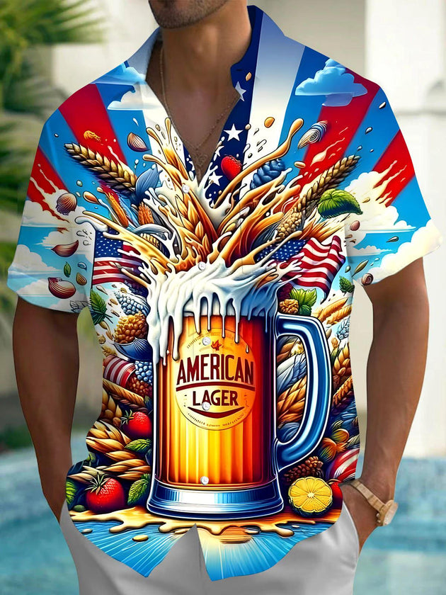 men's beer print shirt front view