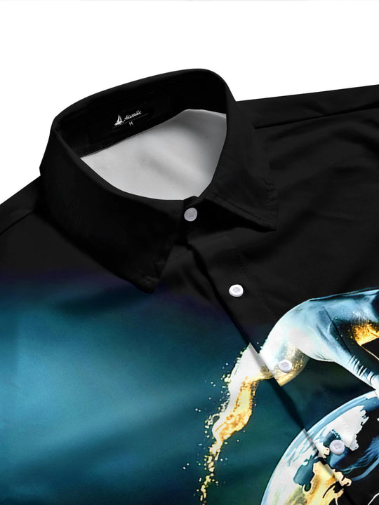 men's graphic art shirt side view