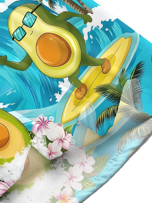 Fun Surfing Avocado Men's Pocket Short Sleeve Shirts