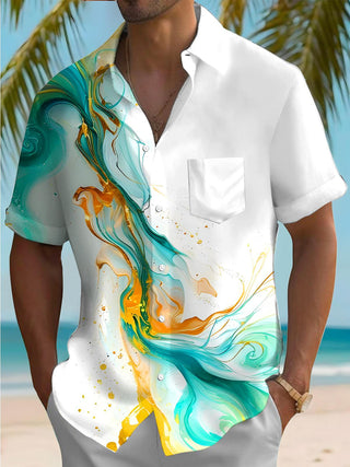 men's art print shirt front view