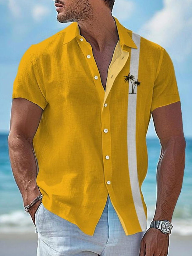 men's Hawaiian shirt front view tropical beach vacation