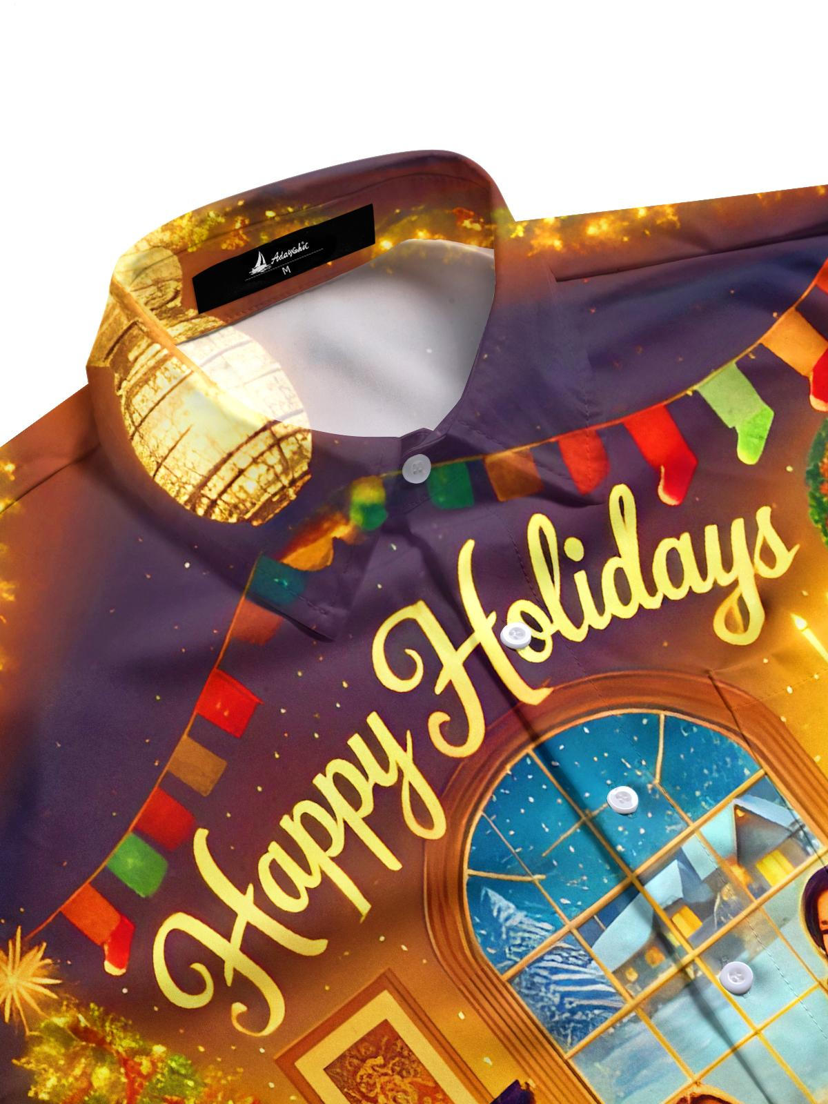 Festivals Family Gatherings Enjoyable Holidays Men's Pocket Short Sleeve Shirts