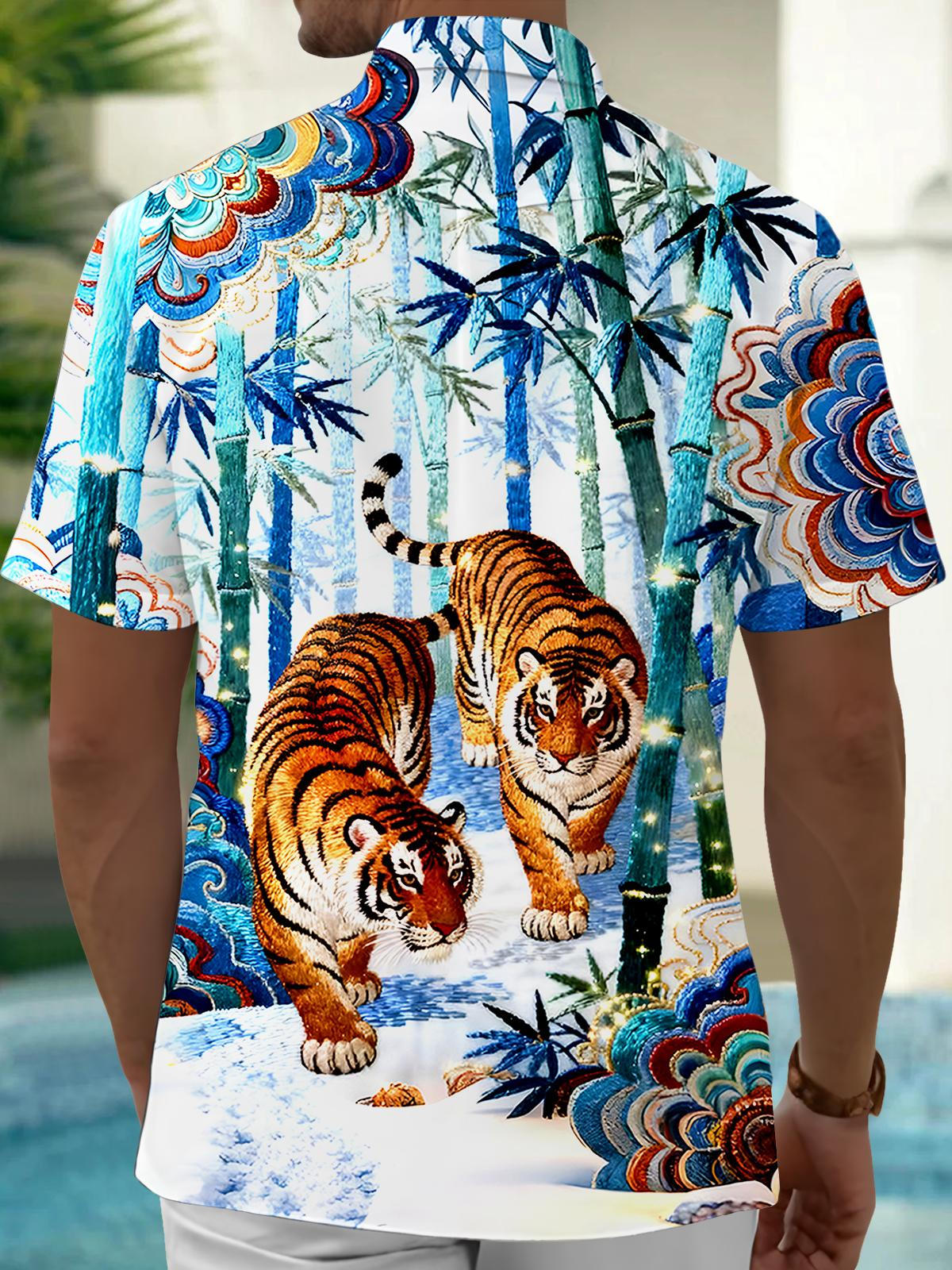 Bamboo Tiger Men's Pocket Short Sleeve Shirts