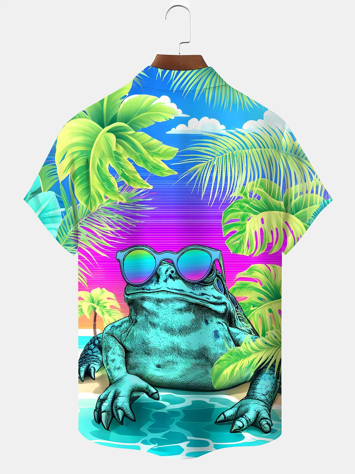 Hawaiian Frog Men's Pocket Short Sleeve Shirts