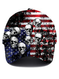 American Flag Skull Men's Print Baseball Cap