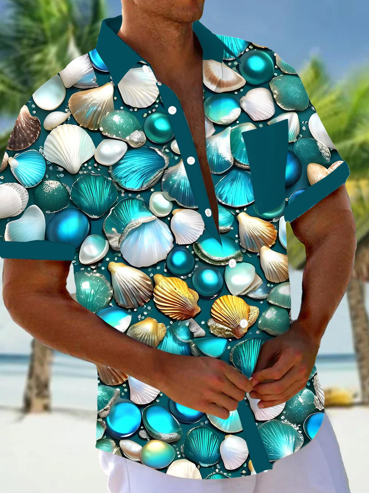 Hawaiian Shell Men's Pocket Short Sleeve Shirts