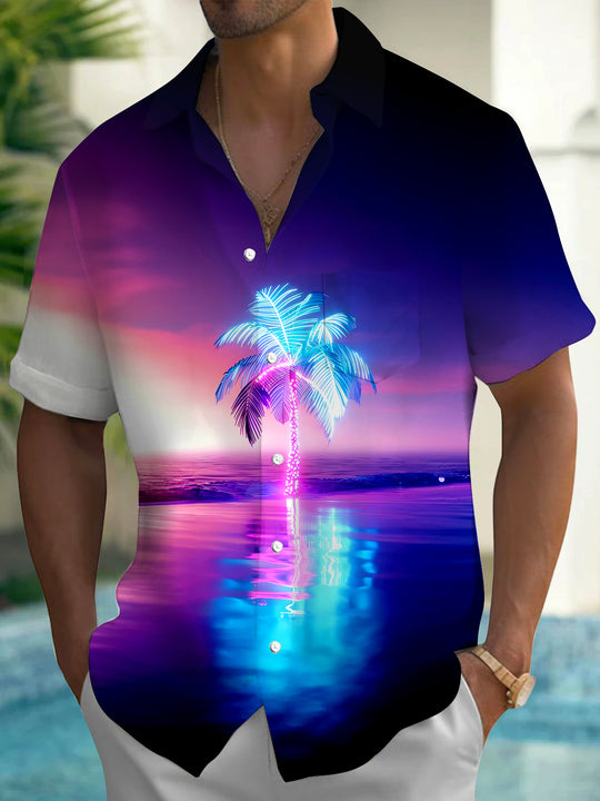 men's Hawaiian shirt front view tropical beach vacation
