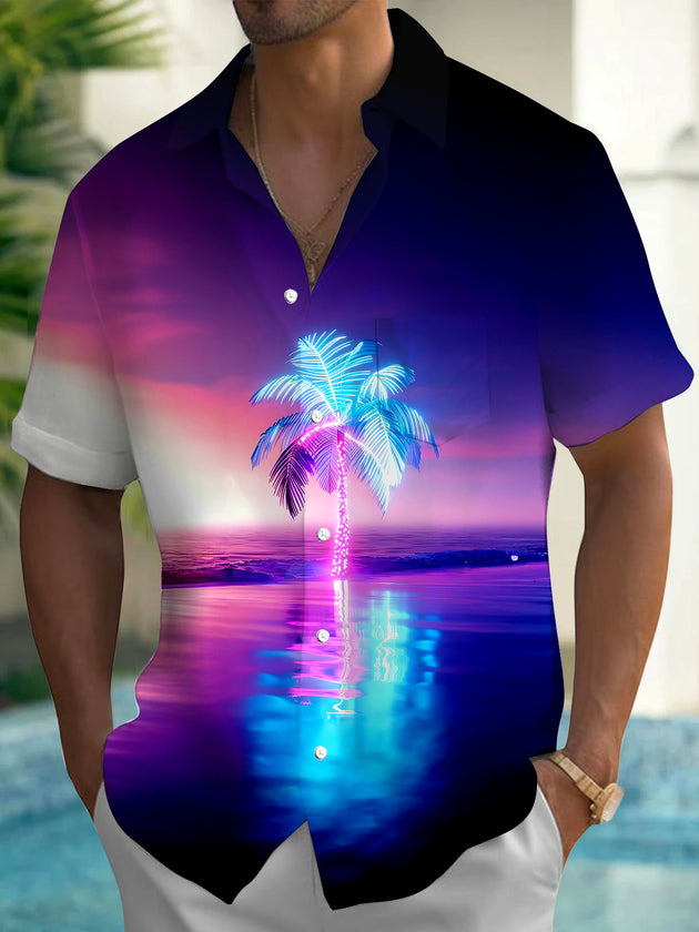 men's Hawaiian shirt front view tropical beach vacation