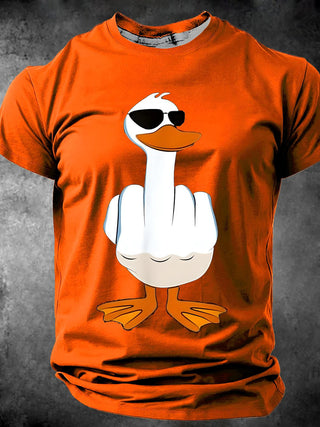 men's duck graphic short sleeve t-shirt flat lay pattern detail