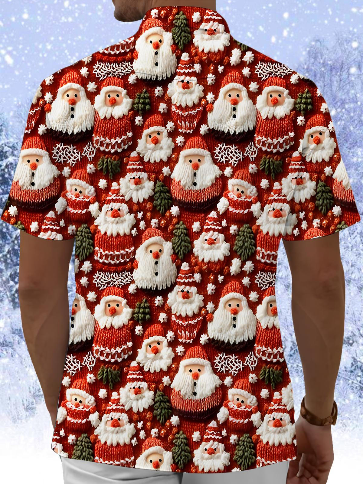 Funny Christmas Santa Claus Xmas Men's Pocket Short Sleeve Shirts