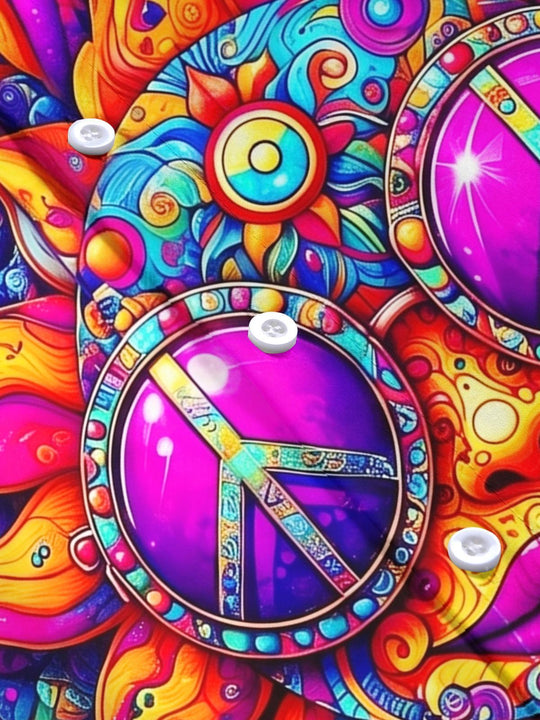 Hippie Psychedelic Colorful Sun Art Women's Short Sleeve Shirts