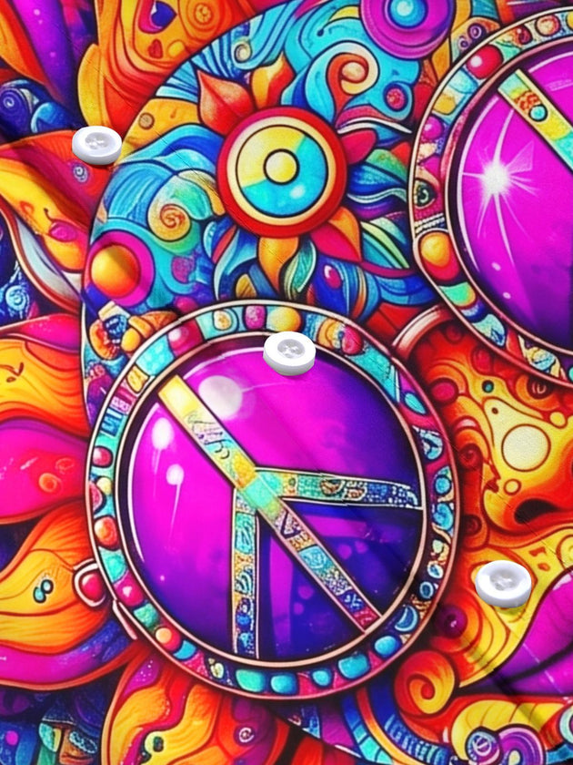 Hippie Psychedelic Colorful Sun Art Women's Short Sleeve Shirts