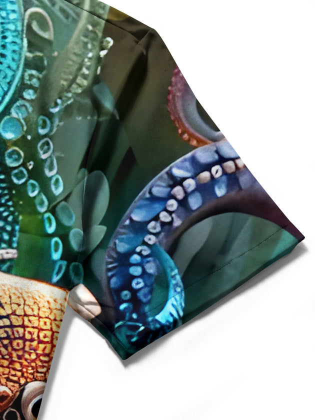men's octopus print shirt summer vacation