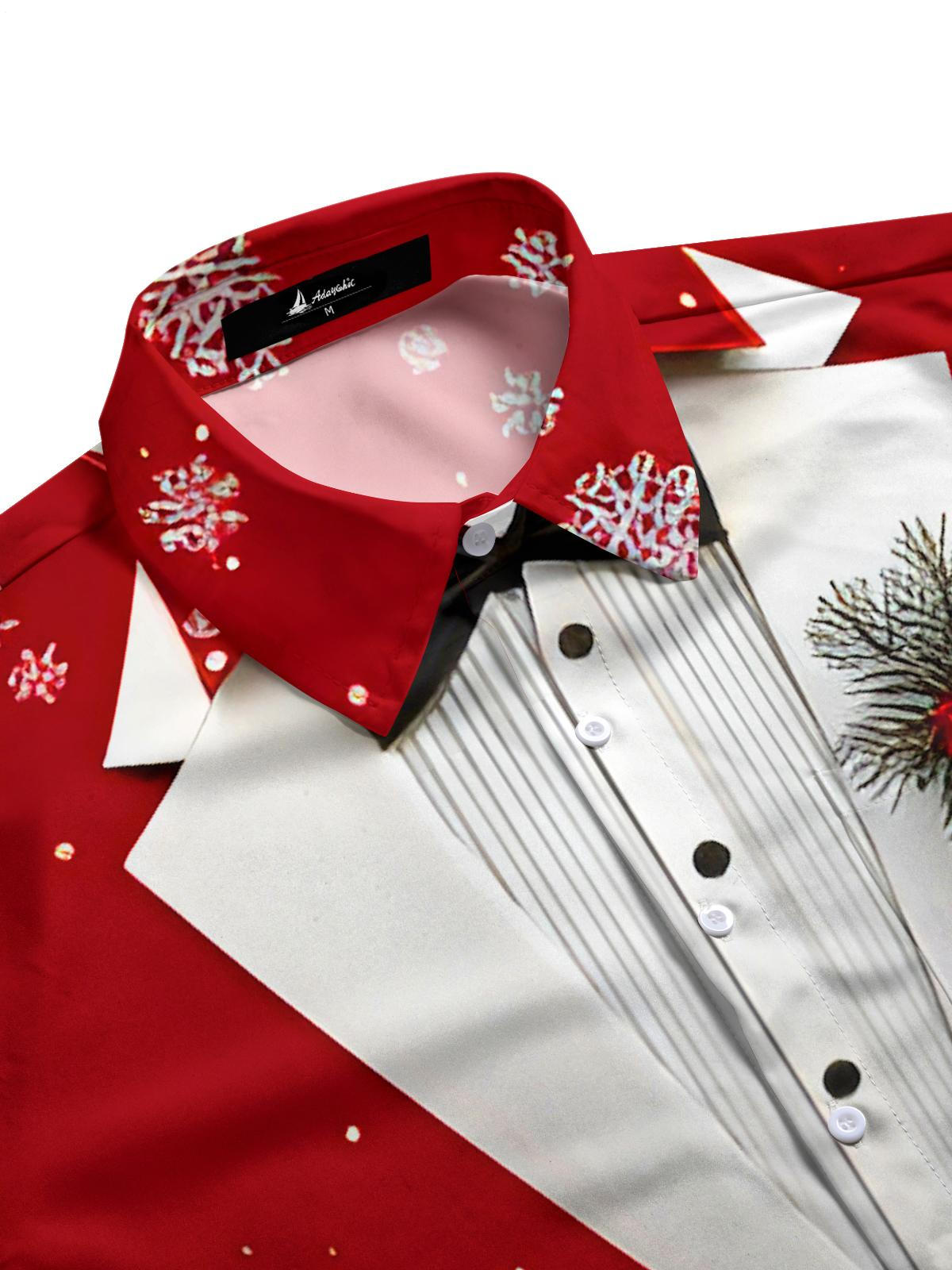Fun Christmas Snowflakes Xmas Men's Pocket Long Sleeve Shirts