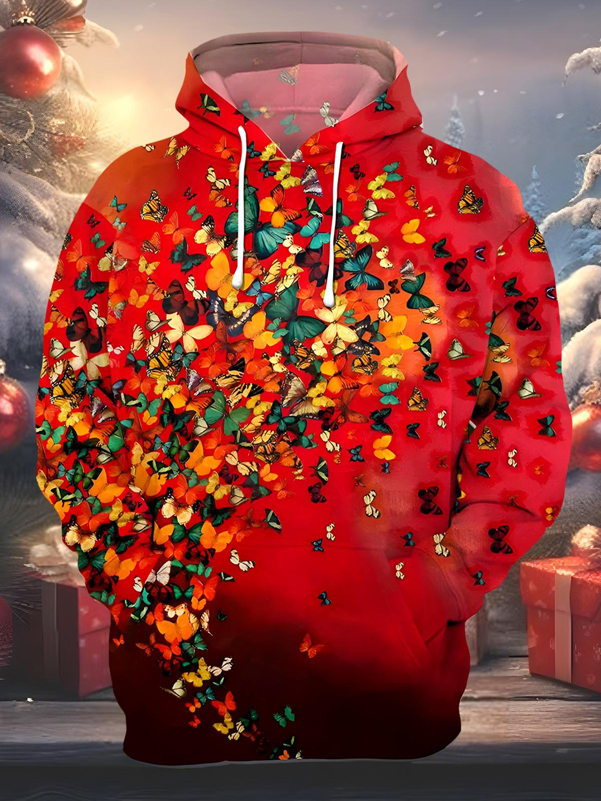 Butterfly Men's Long Sleeve Pocket Hoodies