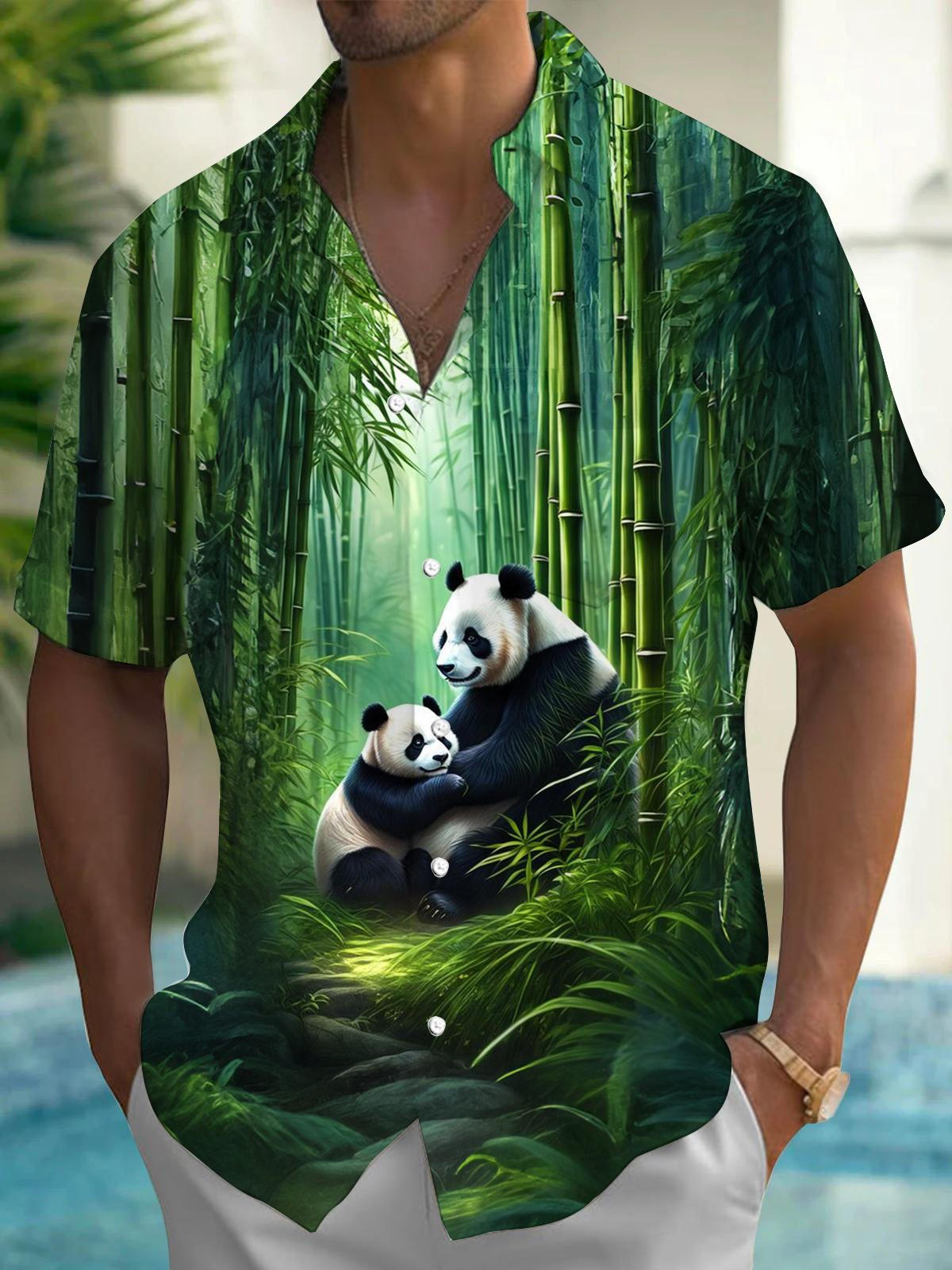 Panda Men's Pocket Short Sleeve Shirts