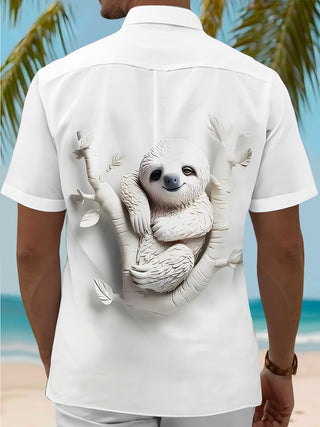 men's Art White Sloth Relief short sleeve shirt back view