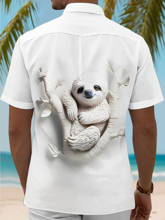 men's Art White Sloth Relief short sleeve shirt back view