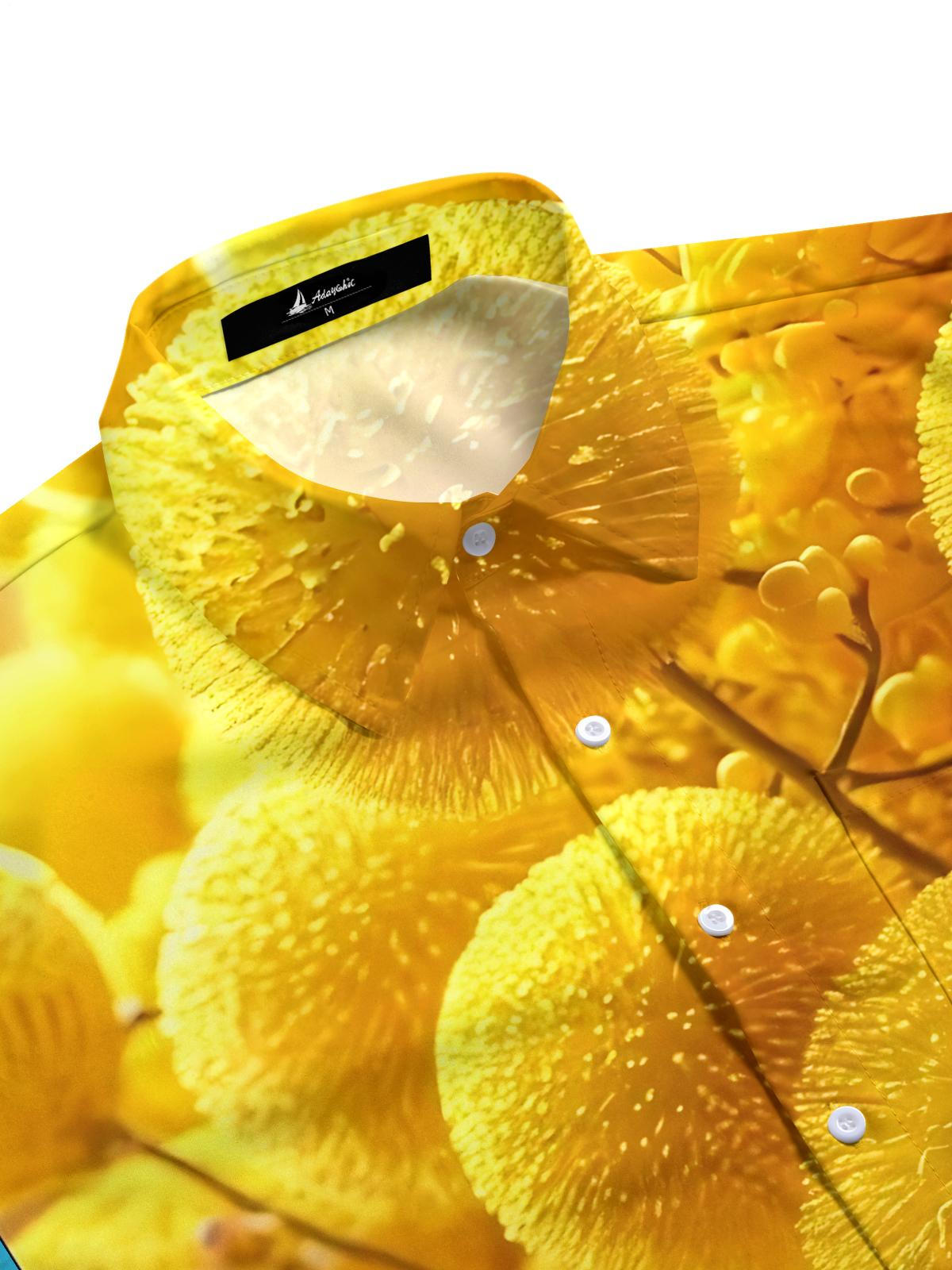 Plant Print Men's Pocket Short Sleeve Shirts