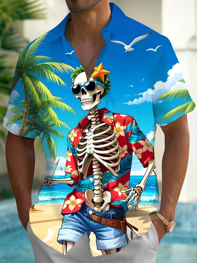 men's Hawaiian shirt front view beach vacation