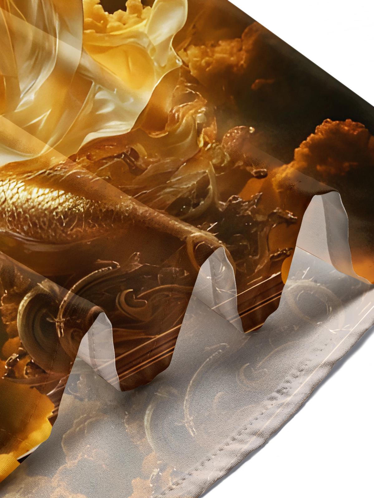 Art Gilded Dragon Auspicious Symbols Men's Pocket Short Sleeve Shirts