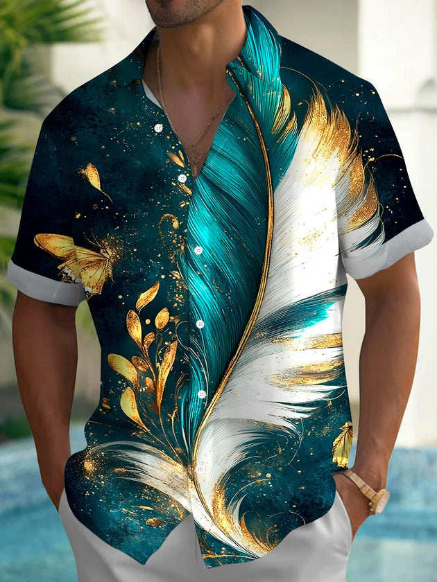 men's abstract print shirt front view
