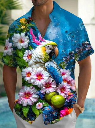men's Hawaiian shirt front view tropical beach vacation