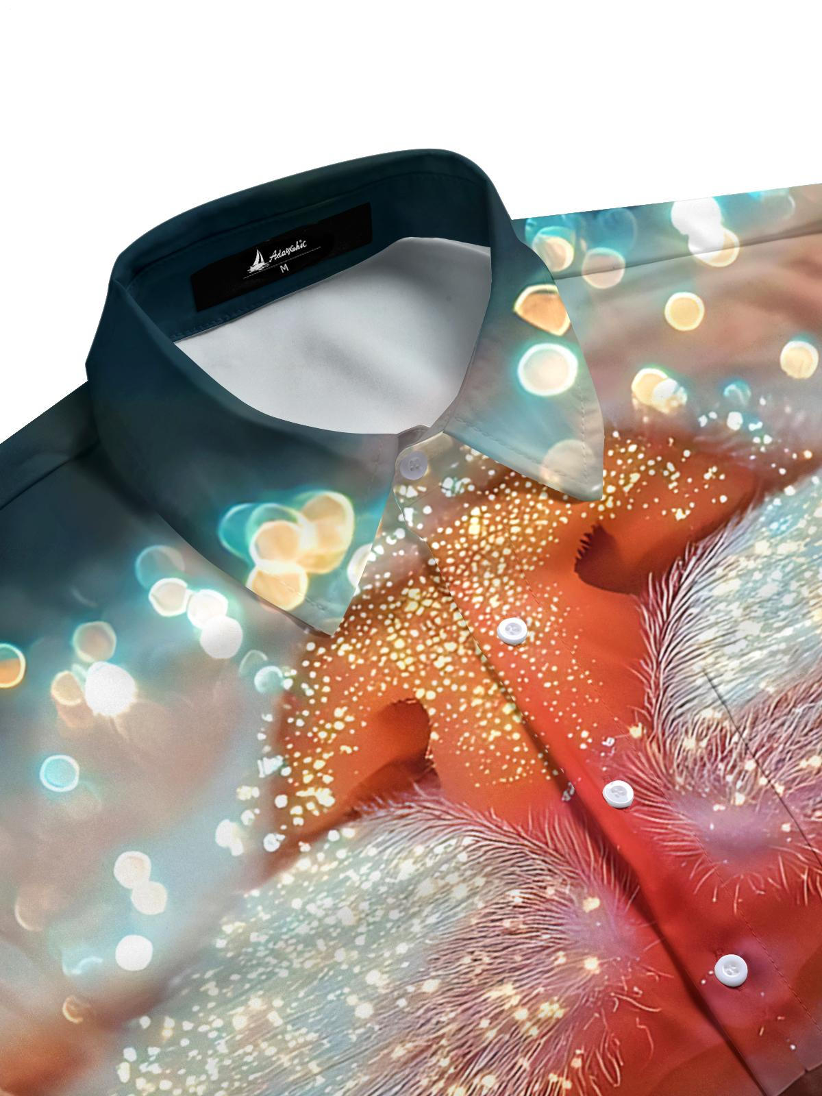 Cat Print Men's Pocket Short Sleeve Shirts