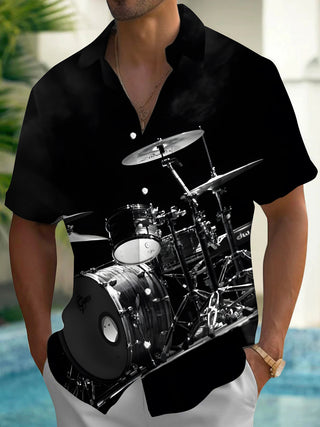 men's music print shirt front view