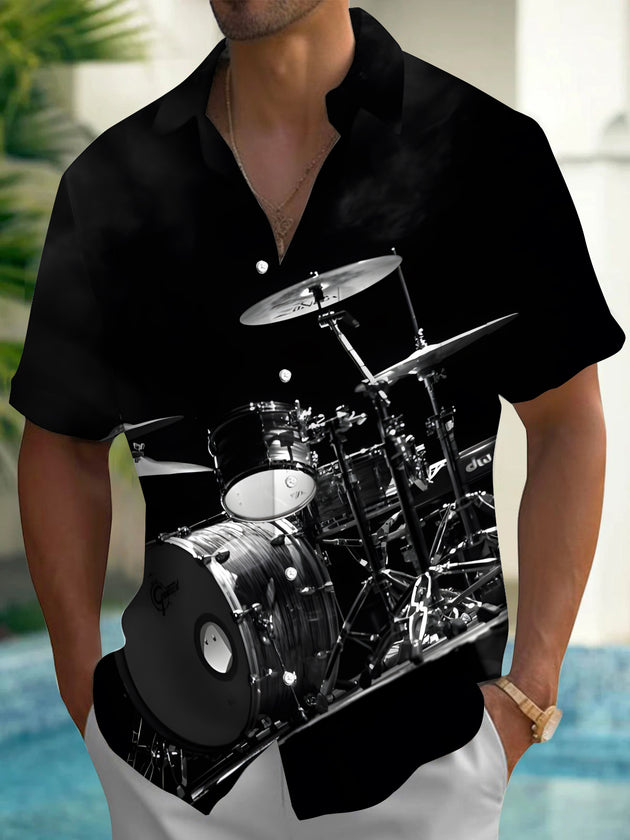 men's music print shirt front view