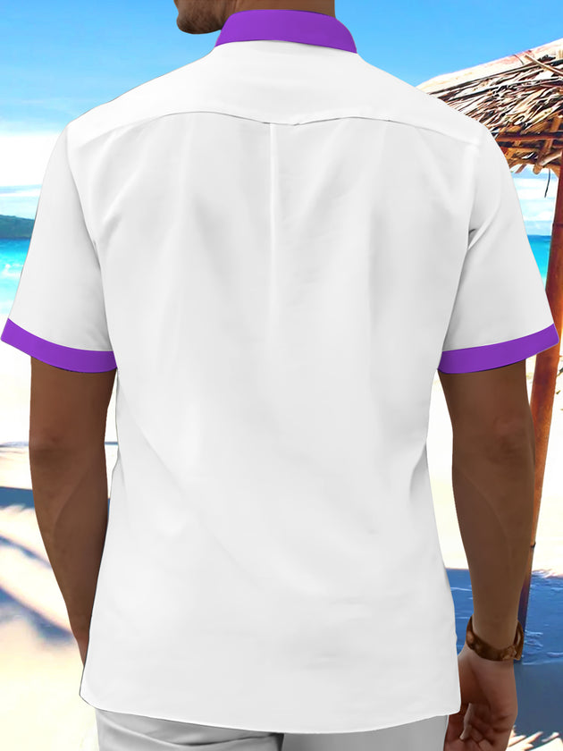 Mardi Gras Print Men's Pocket Short Sleeve Shirts