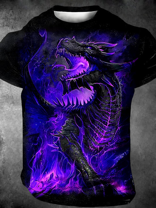Men's dragon print short sleeve graphic t-shirt front view