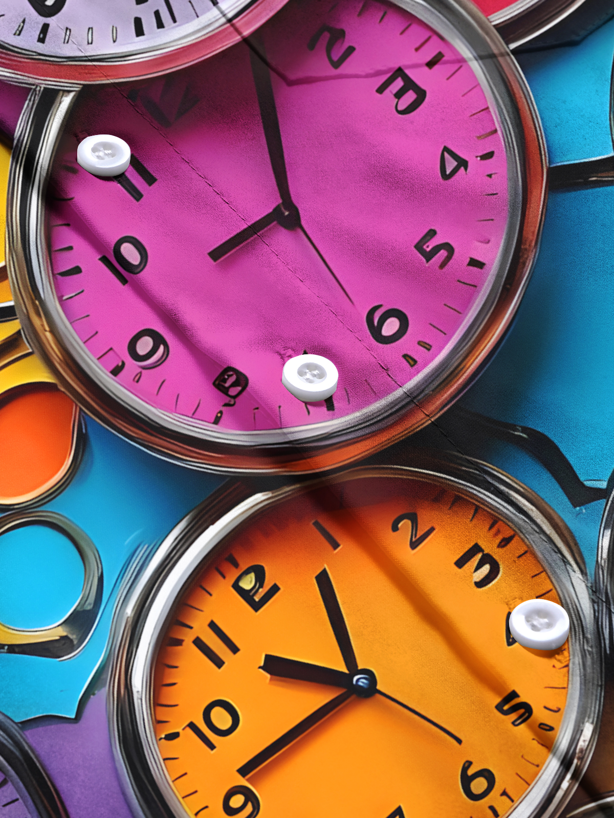 Clock Print Men's Pocket Short Sleeve Shirts