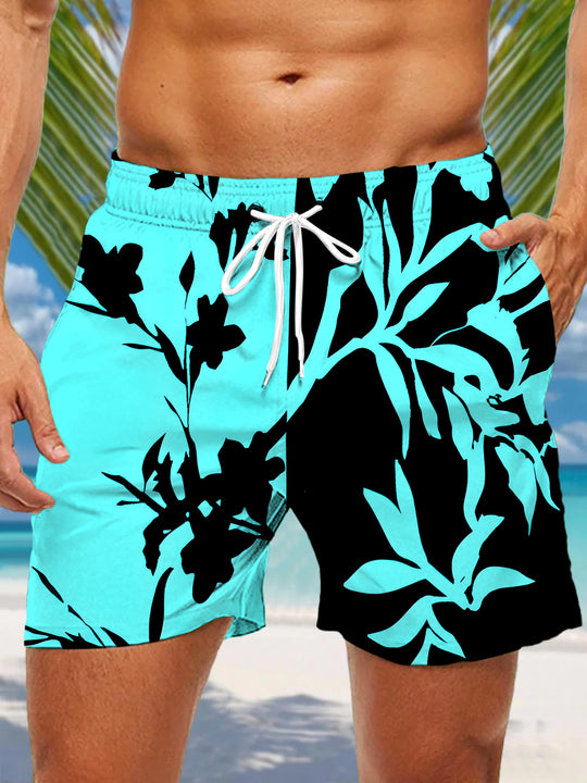 Men's floral print casual shorts front view