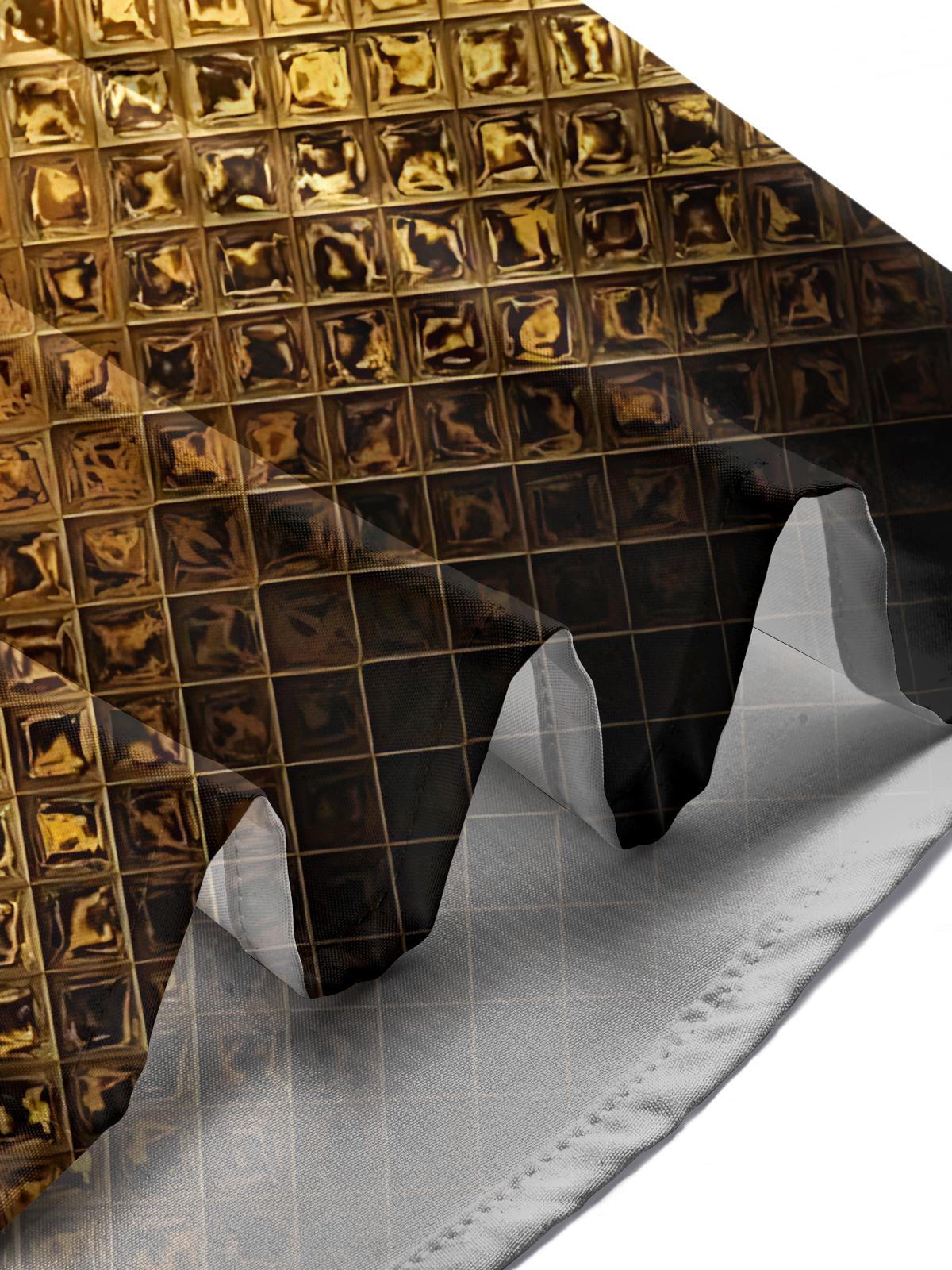 Gold Geometric Gradient Print Men's Pocket Short Sleeve Shirts