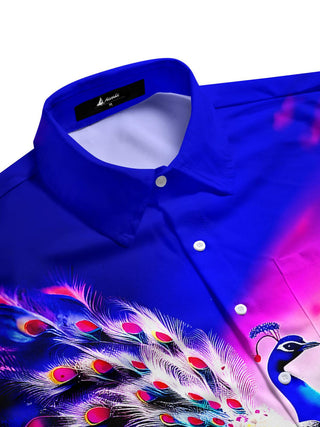 men's exotic bird pattern shirt side view