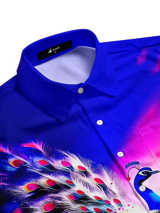 men's exotic bird pattern shirt side view