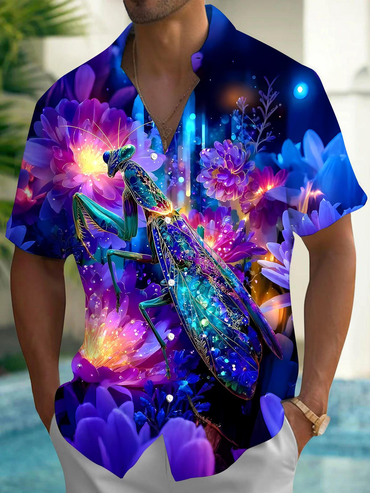 Hawaiian Mantis Men's Pocket Short Sleeve Shirts