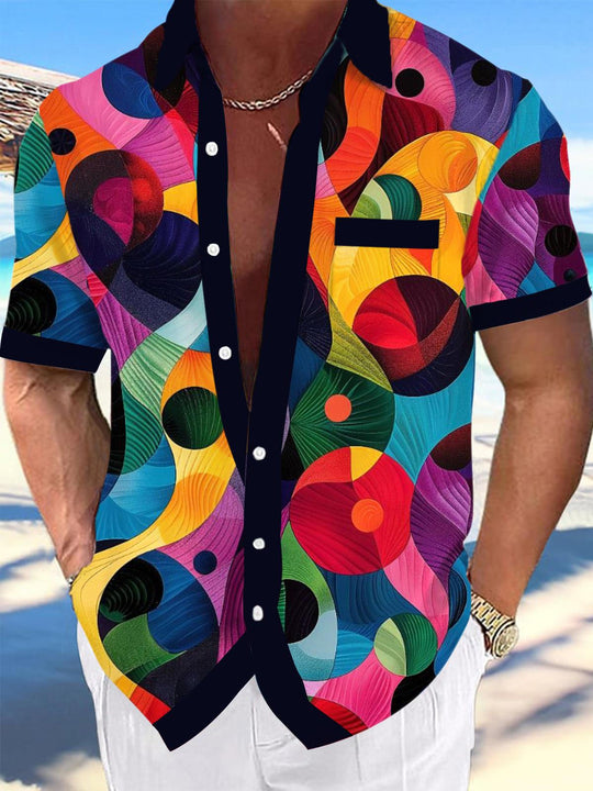men's geometric print shirt front view