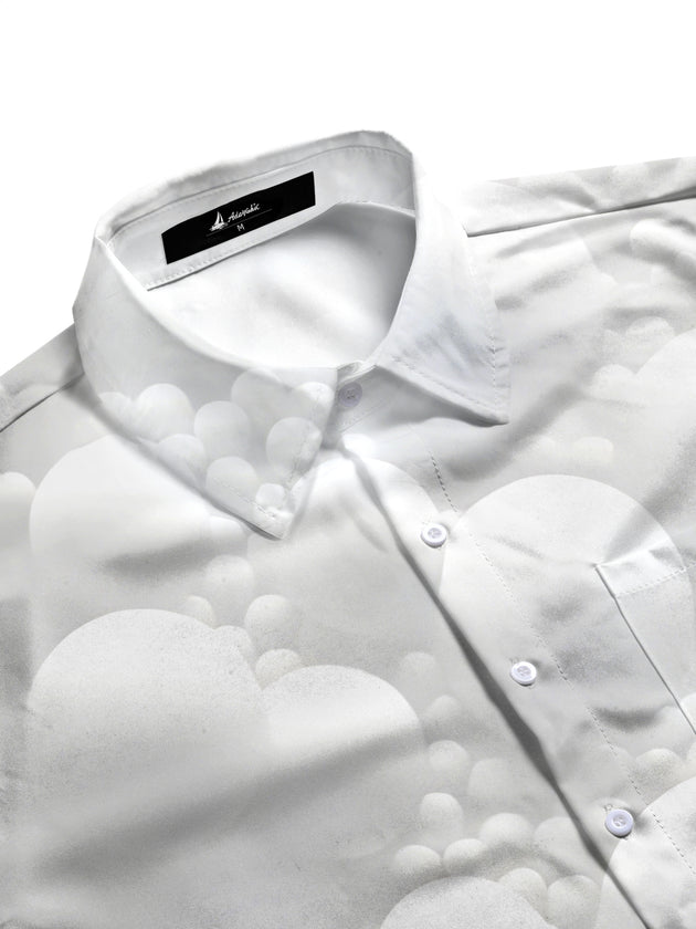 Men's geometric print pocket short sleeve shirt flat lay
